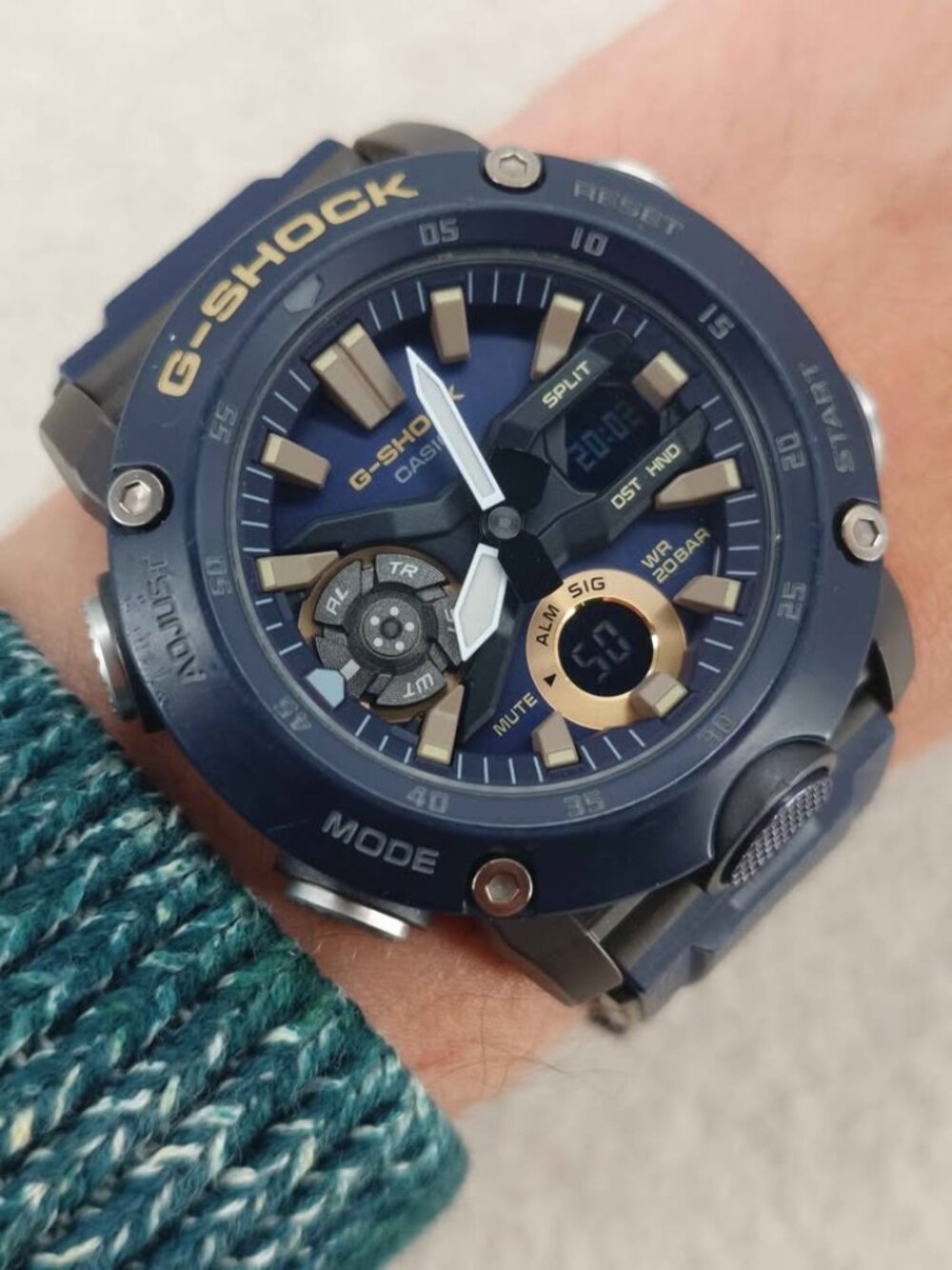 Casio G-Shock Men's Ana Digi Watch GA-2000-2AER Digital Navy Blue World Time